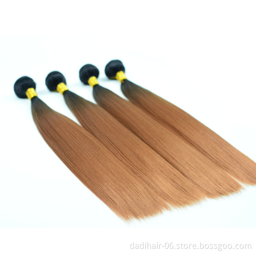 Cheap Soft Synthetic Hair Bundles,Ombre Deep Brown Color Double Weft Heat Resistant Fiber Hair Weave Yaki Straight 100g